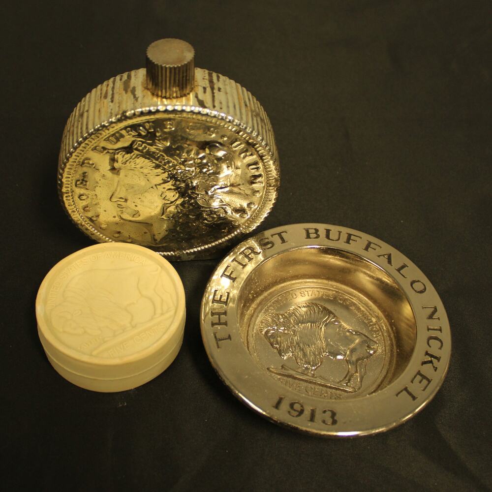 Avon Buffalo Nickel Clint Soap & Dish Liberty Dollar Empty Tribute After Shave